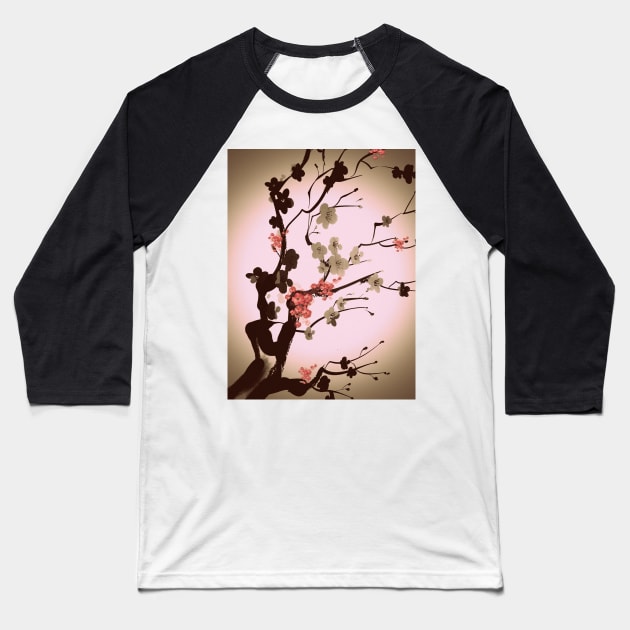 Artistic Japanese sakura tree with flowers Baseball T-Shirt by Khala